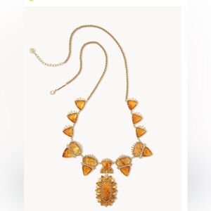 Kendra Scott Yellow Rose Havana Vintage Gold Necklace in Marbled Amber Illusion